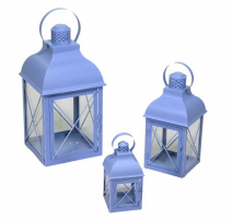 Lanterne Lanterna Quadrata in metallo Azzurra grande, vendita online